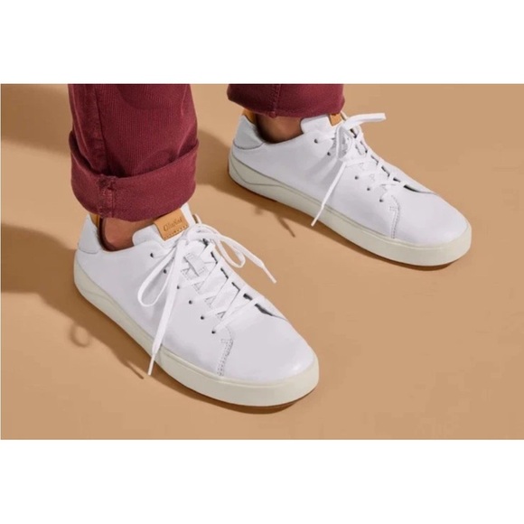 Olukai Lae'ahi li 'ili Leather Sneaker In White Comfort Men’s Sz 9.5 Athliesure - Picture 2 of 14